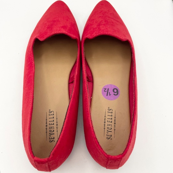 SEYCHELLES suede pointed toe red flats women’s Size 6 1/2-NEW - Picture 6 of 7